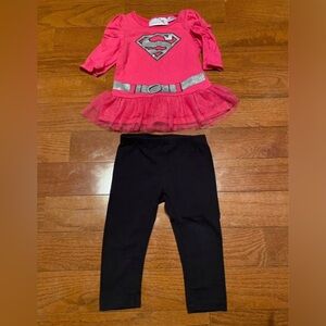 Supergirl Pink and Black Kids Outfit Size 24 month